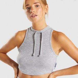 GymShark Slounge Crop Top - Light Grey Marl